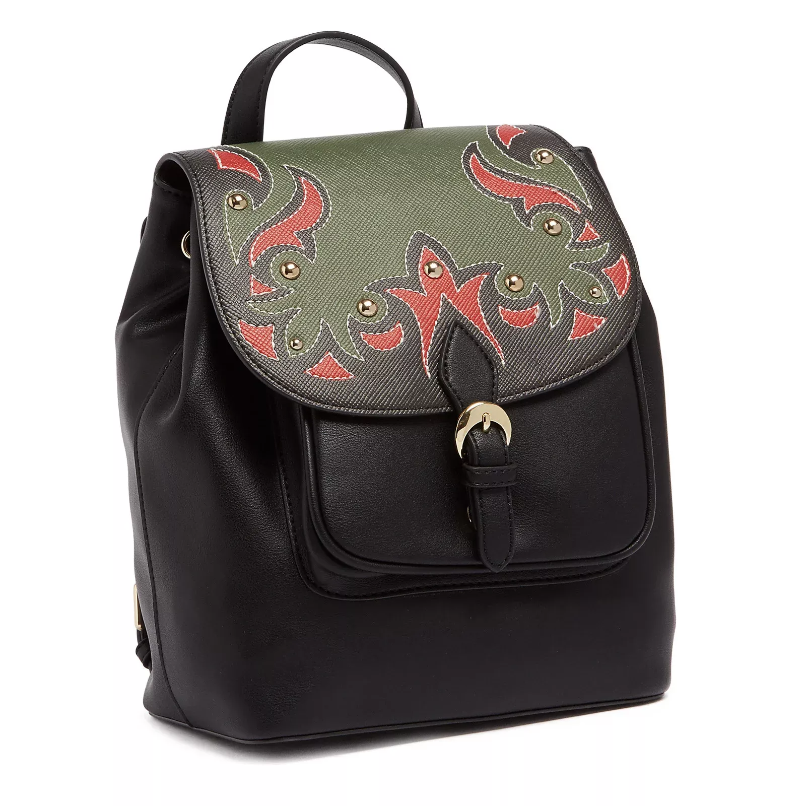 Tosca Blu Black/RedLarge Western Applique Flap Backpack