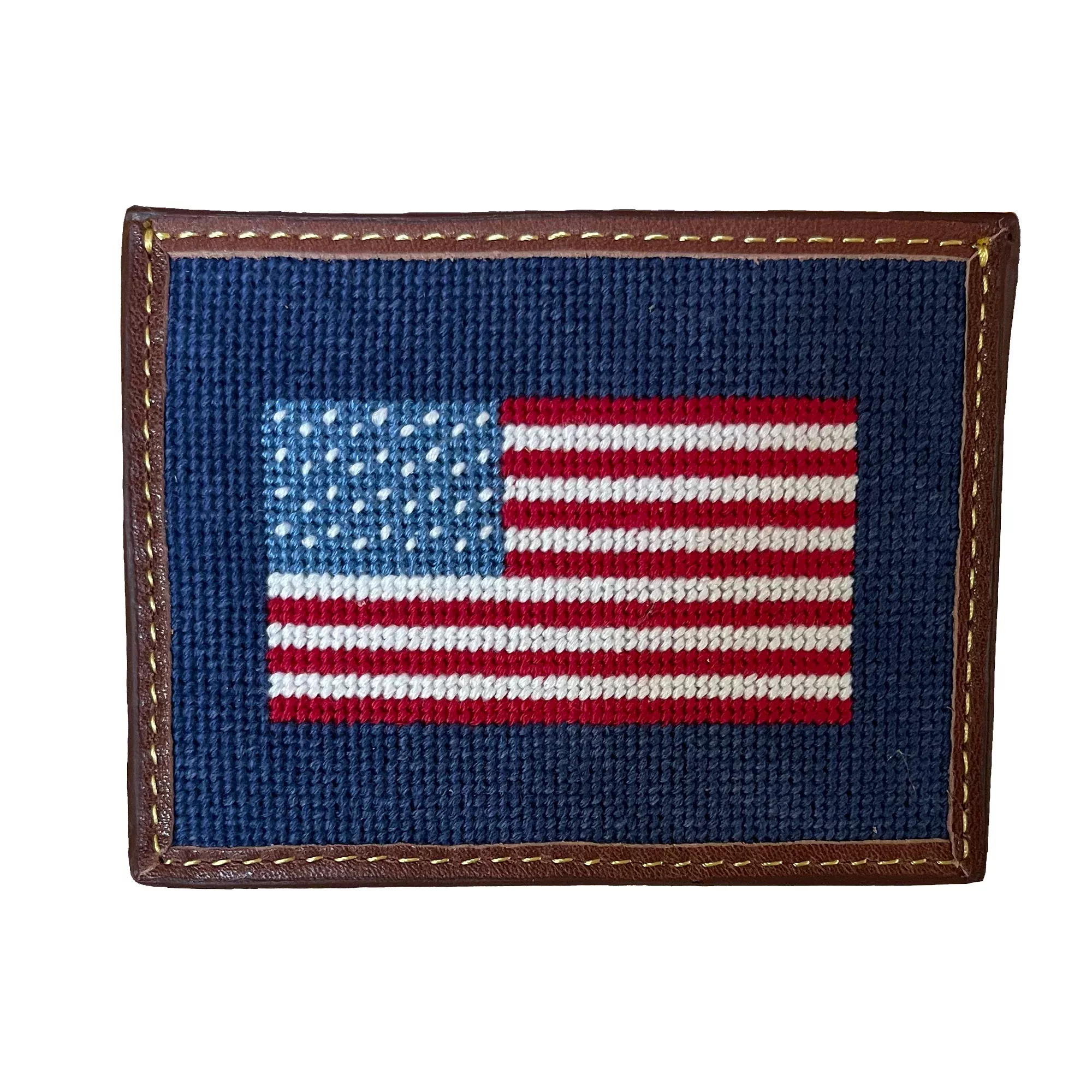 USA Flag Needlepoint Card Wallet