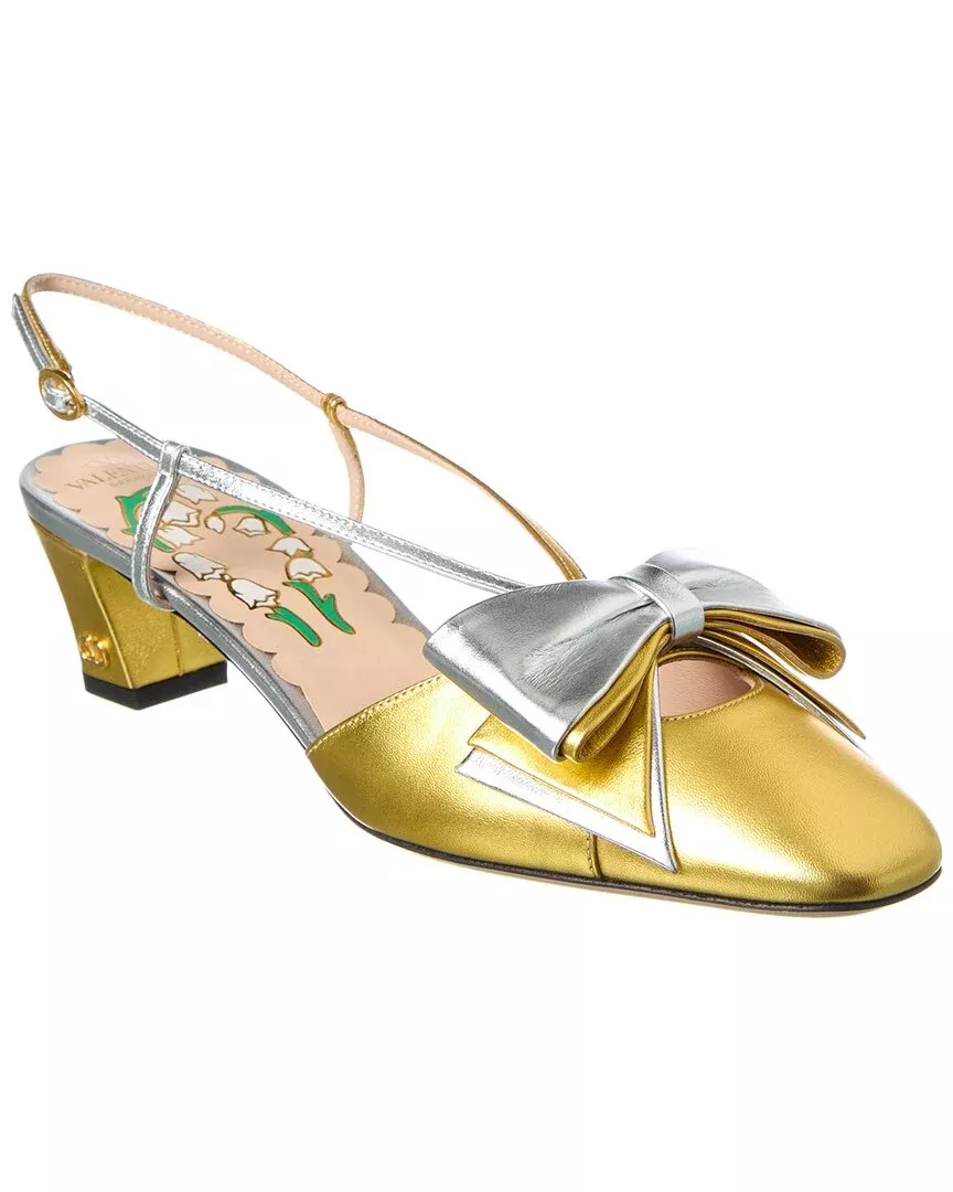 Valentino Bow 45 Leather Slingback Pump
