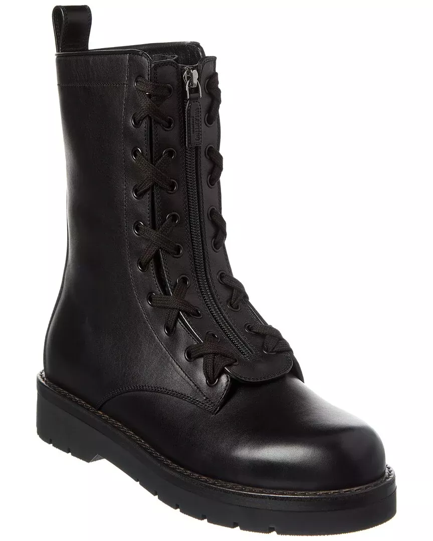 Valentino Rockstud Leather Combat Boot