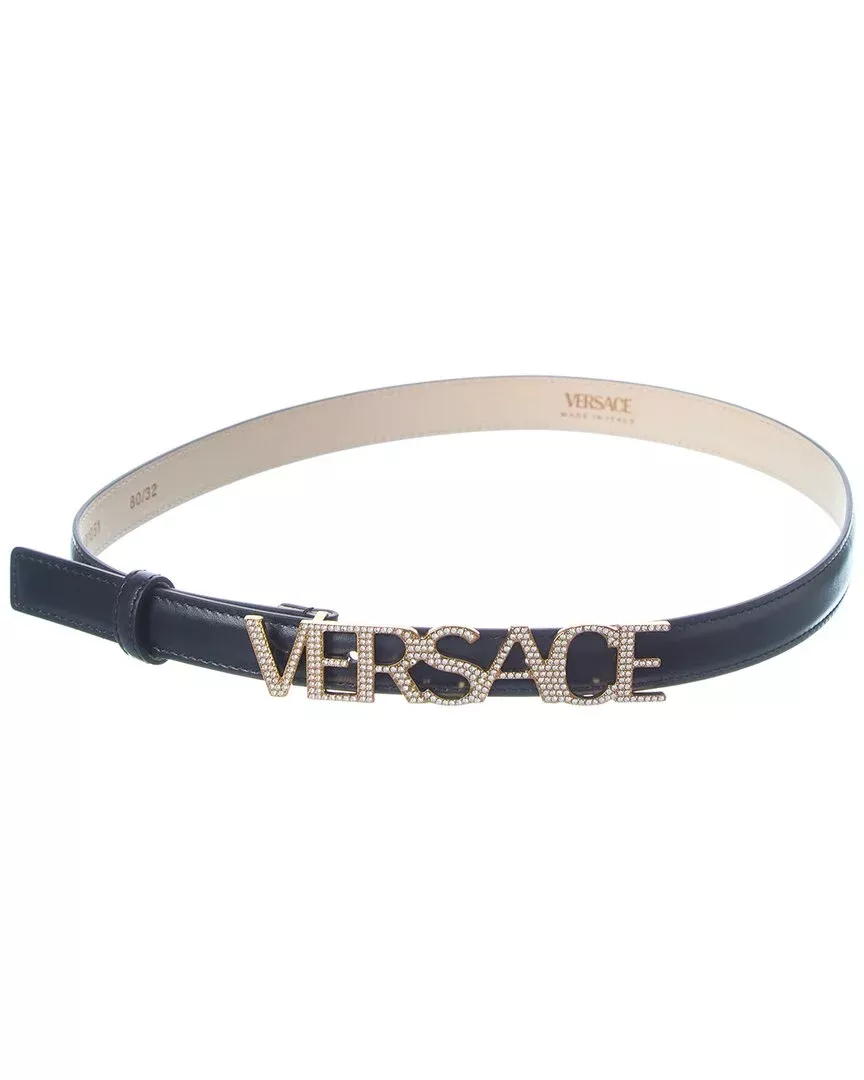Versace Logo Buckle Leather Belt