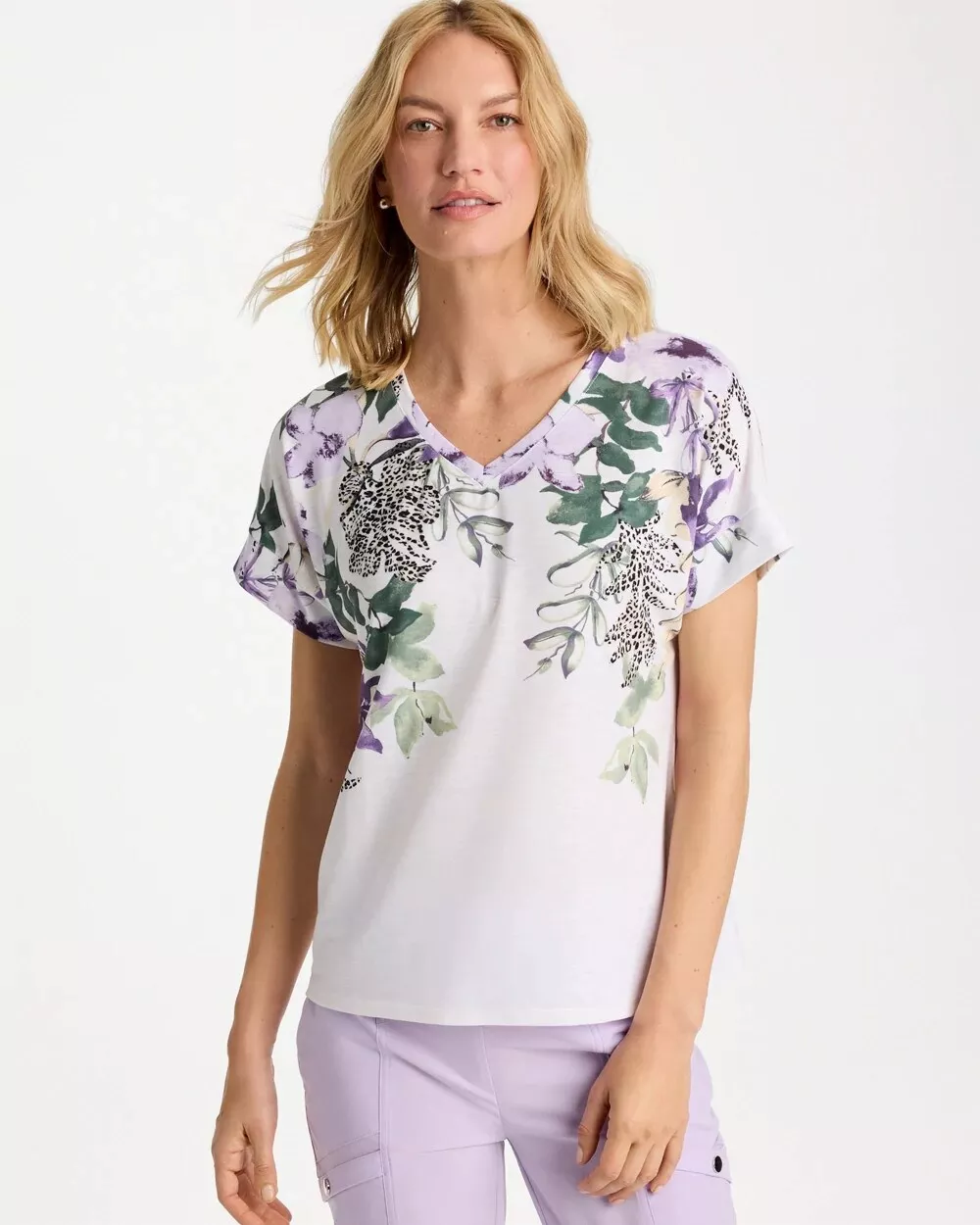 Zenergy Placed Print Drop Shoulder Tee
